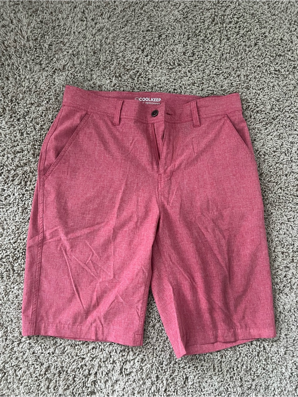 Men’s CoolKeep Flat Front Shorts in Berry Red